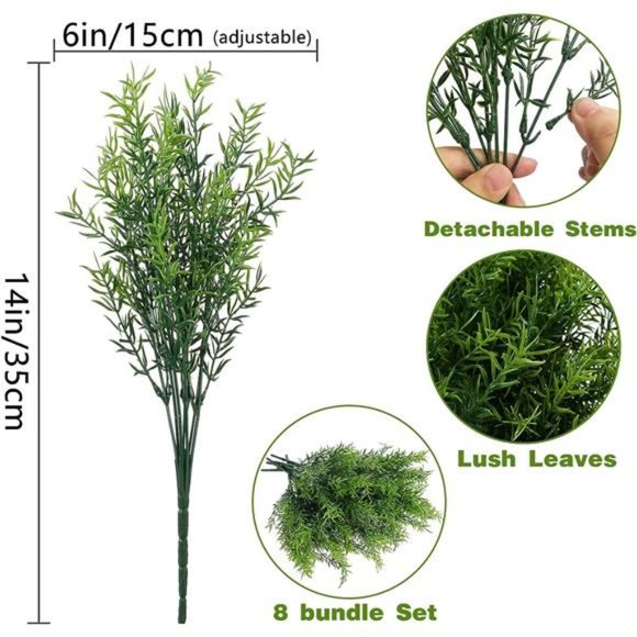 Artificial Plants Flowers Grass Shrubs 8Pack No Fade FauxPlastic Flowers Outdoor - Picture 3 of 7